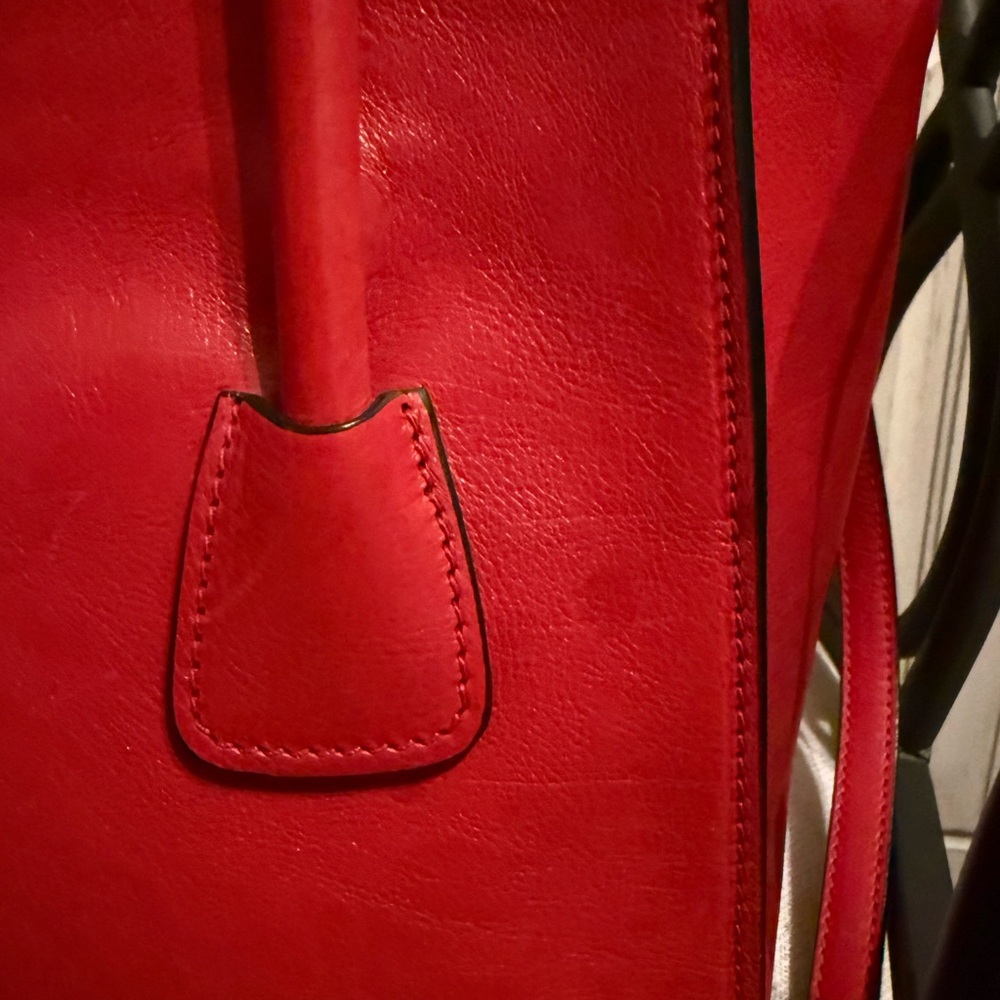 SALE Prada RARE AUTH LIKE NEWGlacé Calfskin Leather Twin Pocket Double HandleTo - Picture 11 of 16